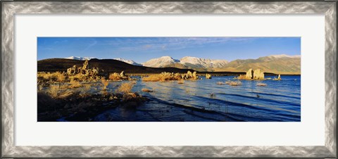 Framed Lake with mountains in the background, Mono Lake, Eastern Sierra, Californian Sierra Nevada, California, USA Print