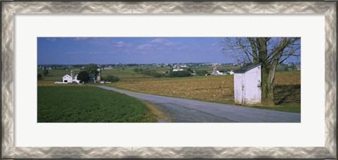 Framed Road through Amish Farms, Pennsylvania Print