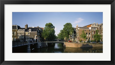 Framed Bridge across a canal, Amsterdam, Netherlands Print