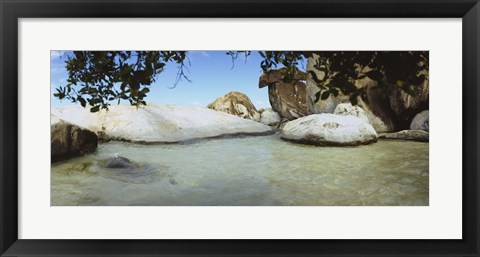 Framed Rocks in water, The Baths, Virgin Gorda, British Virgin Islands Print