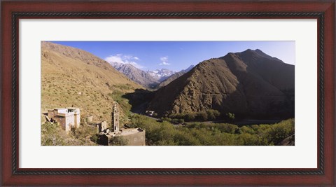 Framed Ruins of a village with mountains in the background, Atlas Mountains, Marrakesh, Morocco Print