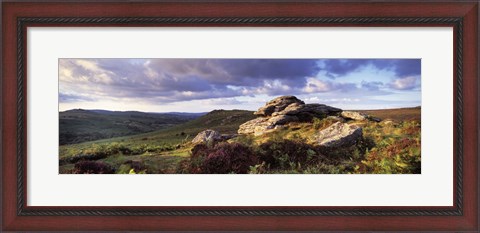 Framed Clouds over a landscape, Haytor Rocks, Dartmoor, Devon, England Print