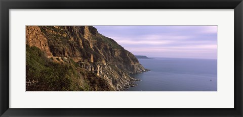 Framed Rock formations on the coast, Mt Chapman&#39;s Peak, Cape Town, Western Cape Province, South Africa Print