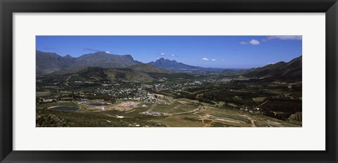 Framed Aerial view of a valley, Franschhoek Valley, Franschhoek, Simonsberg, Western Cape Province, Republic of South Africa Print