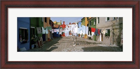Framed Clothesline in a street, Burano, Veneto, Italy Print