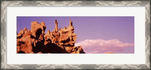 Framed Low angle view of cliffs, Fantasy Canyon, Uintah County, Utah (pink sky) Print