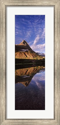 Framed Reflection of a mountain in a lake, Alpine Lake, US Glacier National Park, Montana, USA Print