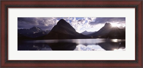 Framed Swiftcurrent Lake, Many Glacier, US Glacier National Park, Montana (cloudy sky) Print