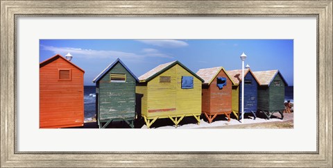 Framed Colorful huts on the beach, St. James Beach, Cape Town, Western Cape Province, South Africa Print