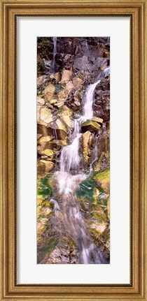 Framed Water flowing down rocks Print
