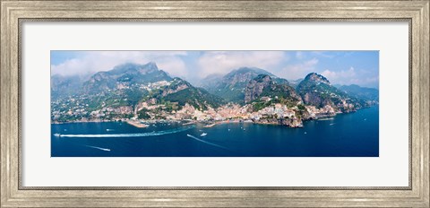 Framed Aerial view of towns, Amalfi, Atrani, Amalfi Coast, Salerno, Campania, Italy Print