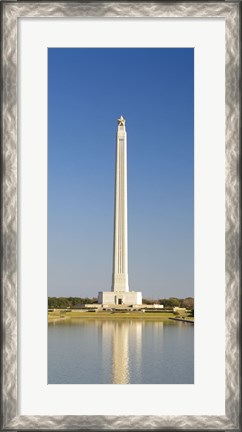 Framed Reflection of a monument in the pool, San Jacinto Monument, Texas, USA Print