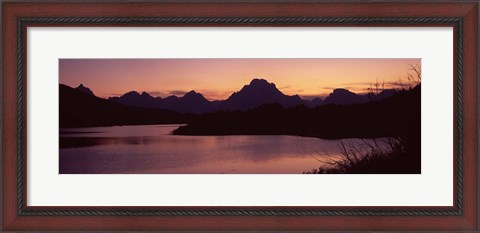 Framed River passing by a mountain range, Oxbow Bend, Snake River, Grand Teton National Park, Teton County, Wyoming, USA Print