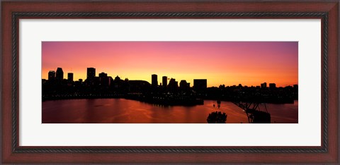 Framed Silhouette of buildings at dusk, Montreal, Quebec, Canada 2010 Print