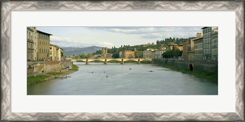 Framed Bridge across a river, Ponte Alle Grazie, Arno River, Florence, Tuscany, Italy Print