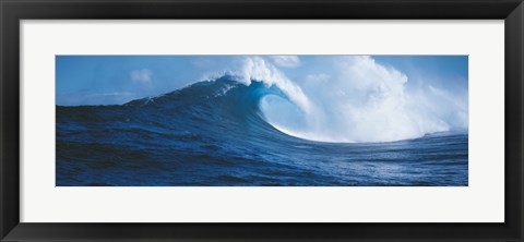 Framed Waves splashing in a dark blue sea, Hawaii Print