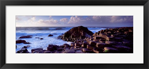 Framed Rock formations on the coast, Giants Causeway, County Antrim, Northern Ireland Print