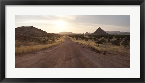 Framed Dirt road passing through a desert, Namibia Print