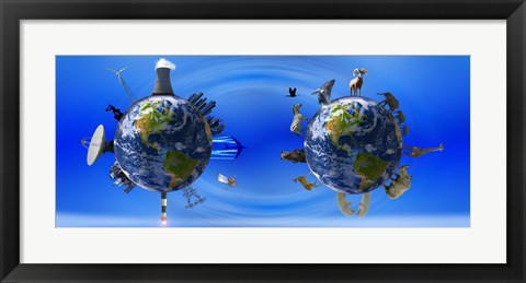 Framed Earth with circle of props Print