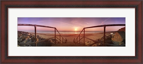 Framed Staircase leading towards a beach, California, Norfolk, England Print