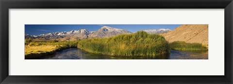 Framed Owens River flowing in front of mountains, Californian Sierra Nevada, Bishop, California, USA Print