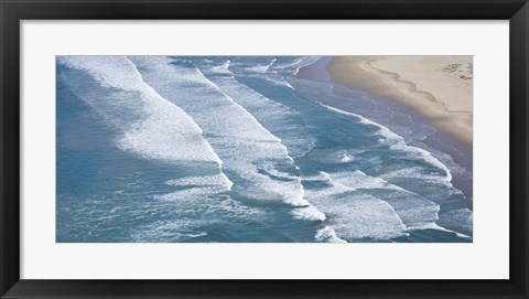 Framed Aerial view of surf on the beach, Pismo Beach, San Luis Obispo County, California, USA Print
