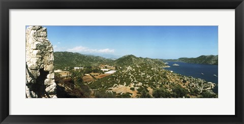 Framed Aerial view from the Byzantine Castle, Kekova, Lycia, Antalya Province, Turkey Print