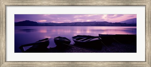 Framed Sunset Fishing Boats Loch Awe Scotland Print