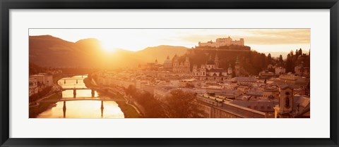 Framed Austria, Salzburg, Sunrise over Salzach River Print