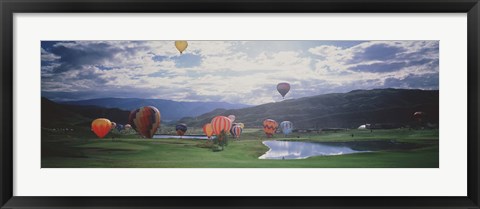 Framed Hot Air Balloons, Snowmass, Colorado, USA Print
