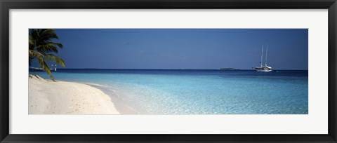 Framed Beach &amp; Boat Scene The Maldives Print