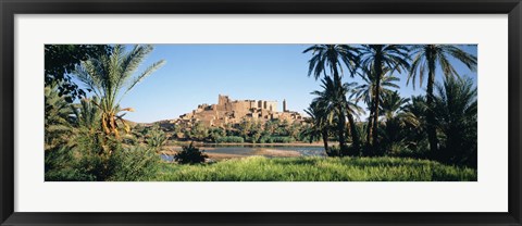 Framed Palm trees with a fortress in the background, Tiffoultoute, Ouarzazate, Marrakesh, Morocco Print