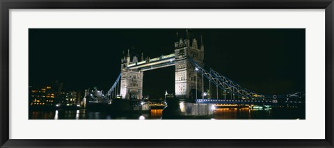 Framed Bridge lit up at night, Tower Bridge, London, England Print