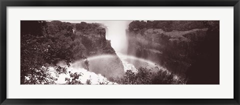 Framed Victoria Falls Zimbabwe Africa (black and white) Print