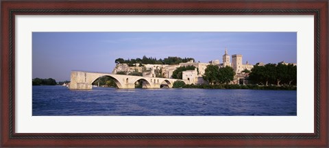 Framed France, Vaucluse, Avignon, Palais des Papes, Pont St-Benezet Bridge, Fort near the sea Print