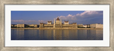 Framed Parliament building at the waterfront, Danube River, Budapest, Hungary Print