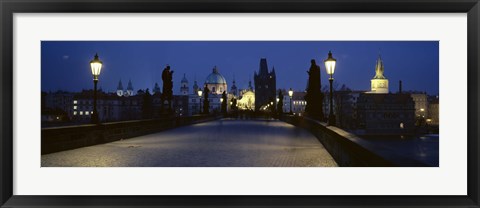 Framed Street light on a bridge, Charles Bridge, Prague, Czech Republic Print