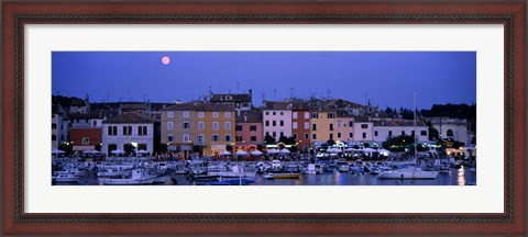 Framed Buildings, Evening, Moonrise, Rovinj, Croatia Print