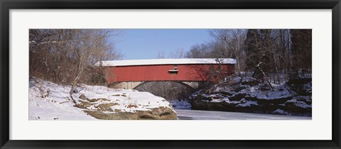 Framed Narrows Covered Bridge Turkey Run State Park IN USA Print
