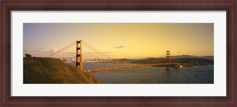 Framed Golden Gate Bridge with Golden Sky, San Francisco, California, USA Print