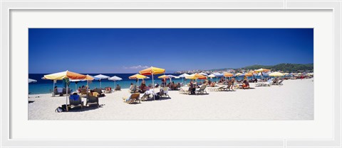 Framed Tourists on the beach, Porto Carras, Sithonia, Chalkidiki, Greece Print