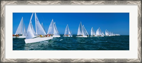 Framed Sailboats racing in the ocean, Key West, Florida Print