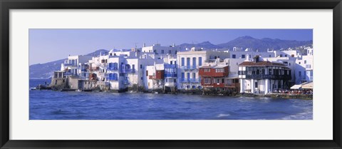 Framed Buildings on the Waterfront, Mykonos, Greece Print