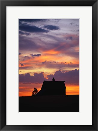 Framed Barn at Sunset Print