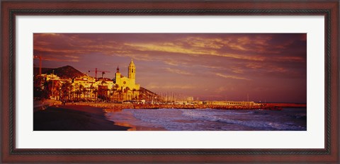Framed High angle view of a beach, Sitges, Spain Print