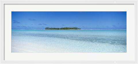 Framed Island in the ocean, Maina, Aitutaki, Cook Islands Print
