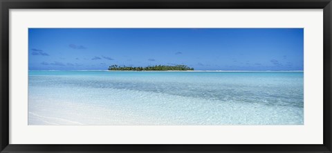Framed Island in the ocean, Maina, Aitutaki, Cook Islands Print