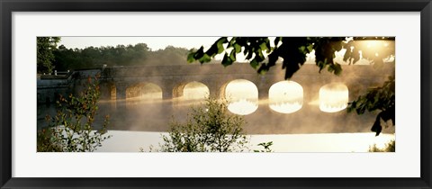Framed Stone Bridge In Fog, Loire Valley, France Print