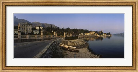 Framed Boats on the coast, Lombardy, Lake Como, Italy Print