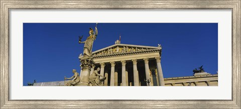 Framed Fountain in front of a government building, Pallas Athena Fountain, Parliament Building, Vienna, Austria Print